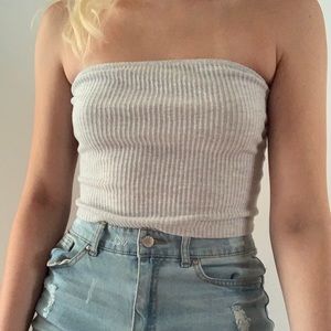 light gray ribbed tube top from Brandy Melville